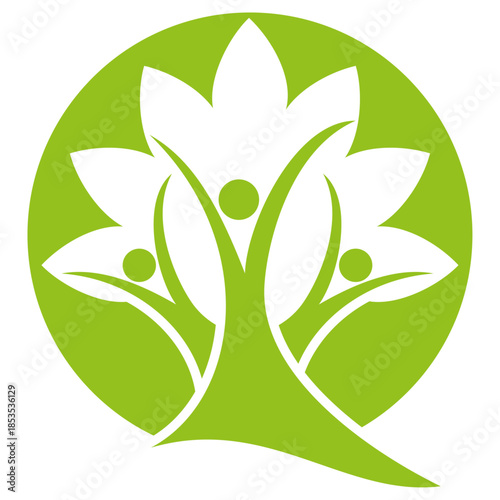 Drei Personen, Menschen als Baum, Familie, Team, Logo, Icon
