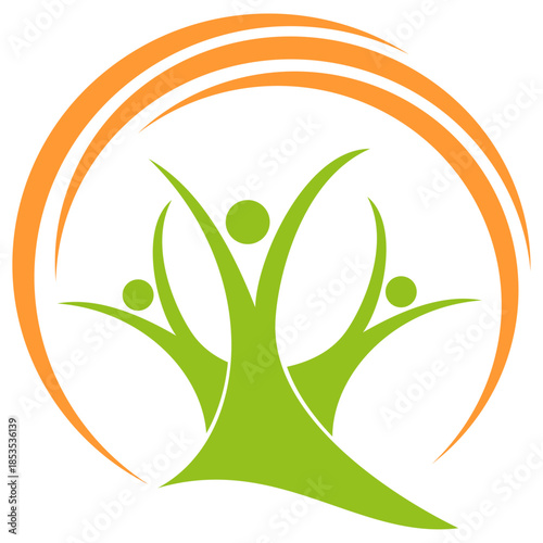 Drei Personen, Menschen und Sonne, Familie, Team Logo, Icon