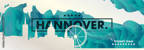 Hannover, Germany city banner with skyline, cityscape, landmarks. Horizontal travel vector illustration layout for website, page, presentation, header, footer