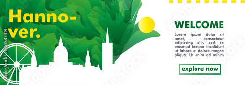 Hannover, Germany city banner with skyline, cityscape, landmarks. Horizontal travel vector illustration layout for website, page, presentation, header, footer