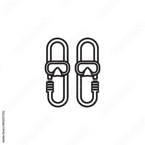 Snorkel icon line art diving into ocean