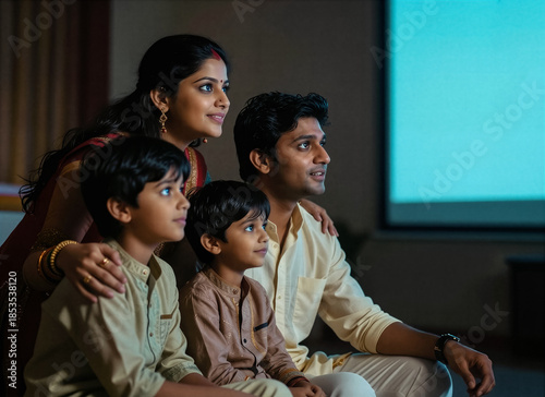 Family Enjoying Screen Time