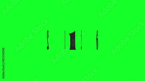 Happy New year 2026 text animation with countdown timer from 5 to 0 seconds on green background
