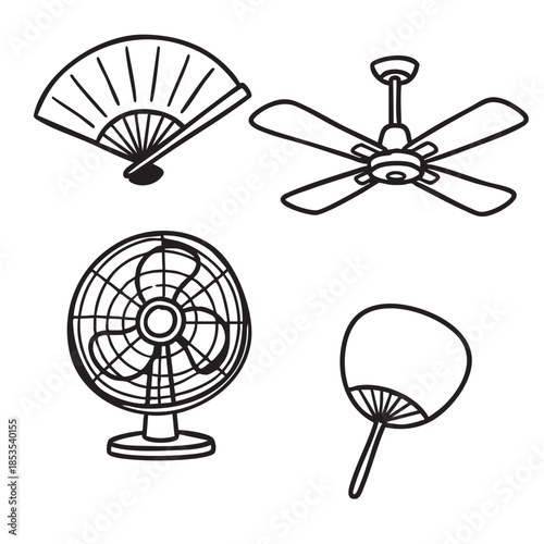Hand drawn icon Electric Fan and Ceiling Fan Icons