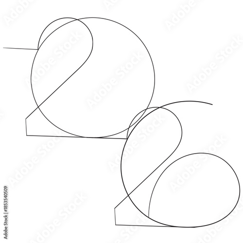 2026 sign - decoration continuous line hand drawing sign for year calendar. Vector stock illustration minimalism design Editable stroke single line