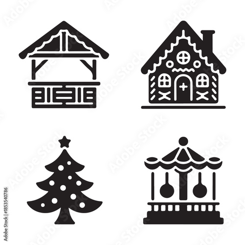 Decorated Christmas tree winter holiday silhouette vector icon