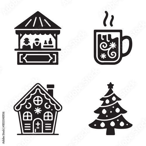 Christmas pine tree winter celebration silhouette vector graphic icon