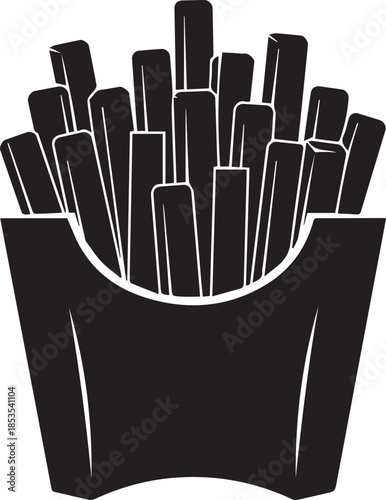French fries icon silhouette vector black on a white background