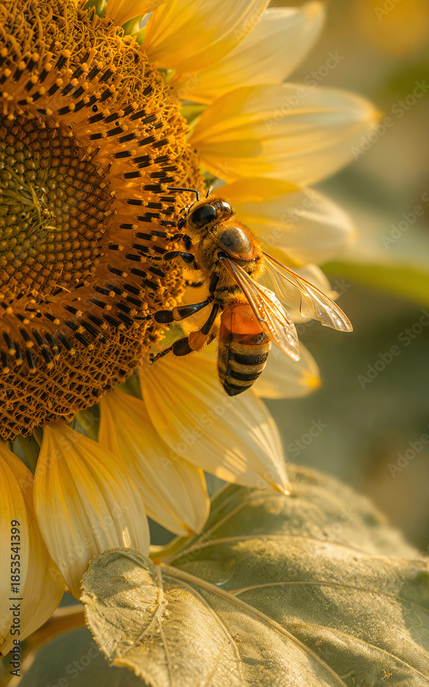 Fototapeta premium Bee on Sunflower