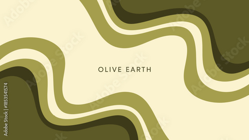 Abstract Olive Green Wavy Stripes Background