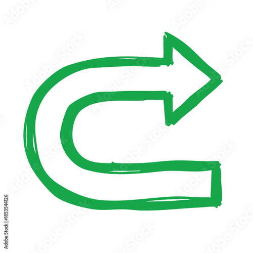 Hand drawn Curved arrow return direction navigation icon