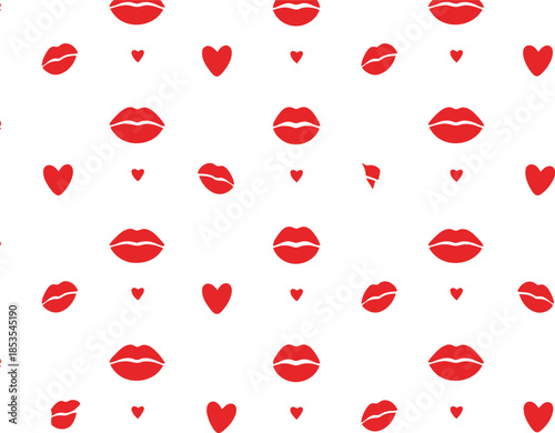 Romantic Red Lip and Heart Pattern for Valentine's Day Decor