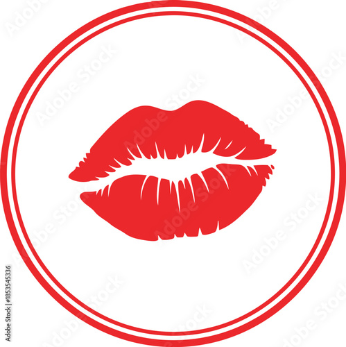 Red Kiss Mark Icon for Valentine's Day and Romantic Designs