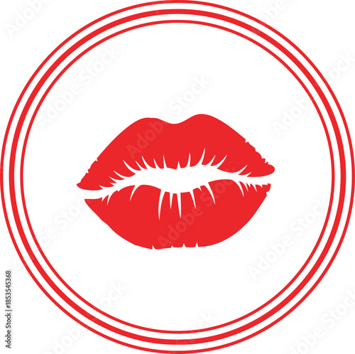 Bold Red Kiss Mark Icon for Love and Romance Designs