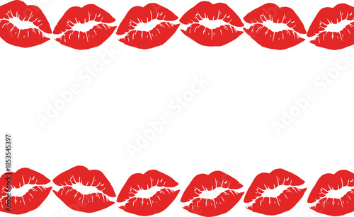 Romantic Red Lip Print Border for Love-themed Designs