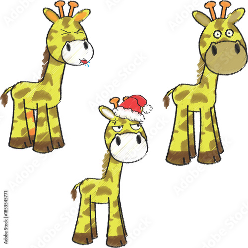 Little giraffe cartoon illustration pencil style in vector art 