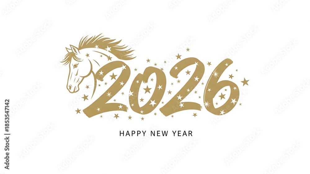 Fototapeta premium Japanese New Year 2026 Vector Illustration Set – Year of the Horse, Traditional Decorations, Greeting Cards and Seasonal Elements 