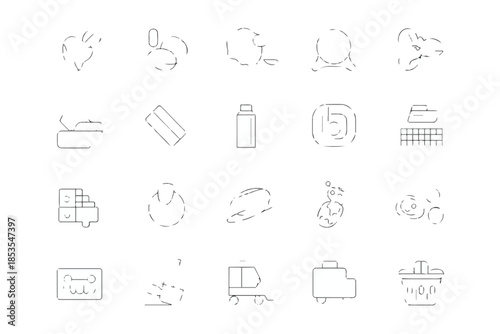 A simple vector illustration showing a set of shopping and business icons for web and mobile use