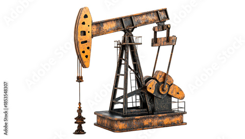 Rusty oil pump jack equipment on white background isolated on a transparent background 1