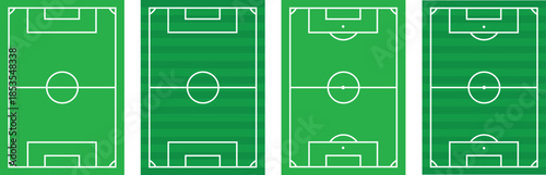 Football fields top view. Soccer grass fields with chalk lines. Green grass field background. Vector Football - Soccer Field. Scheme and marking of the football field, soccer field
