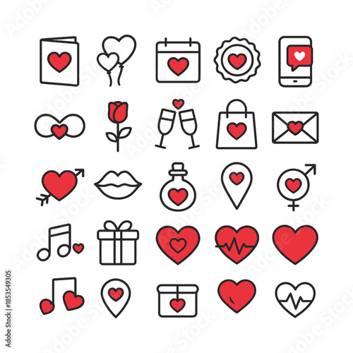 Collection of valentine's day icon, Illustrations of love and romance, Valentine's day icons collection