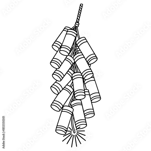 String of Firecrackers Outline Icon for Festive Celebrations