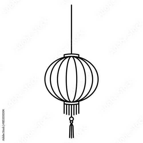 Traditional Chinese Hanging Lantern Outline Icon for Festivals