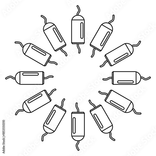 Circular Arrangement of Firecrackers Outline Icon for Festivals