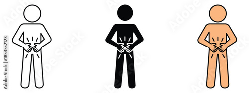 Stomachache icon vector. abdominal pain, stomach ache symbol. vector illustration.