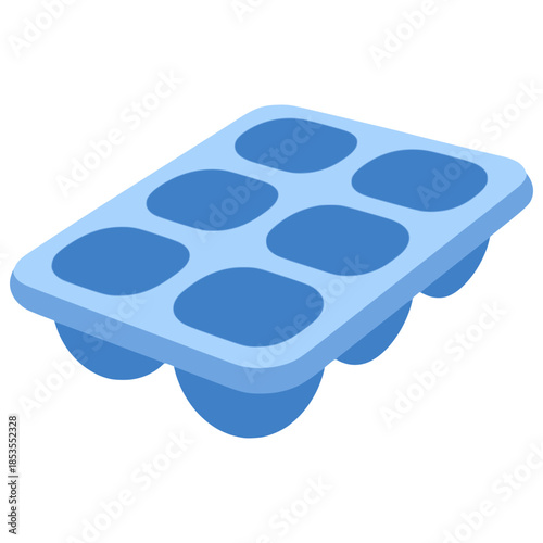 Ice cube tray fresh cold flat color vector illustration template design