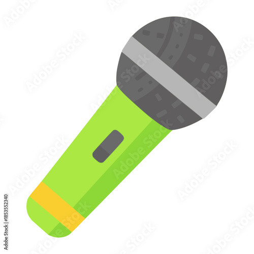 wireless microphone sing recording sound flat color vector illustration template design