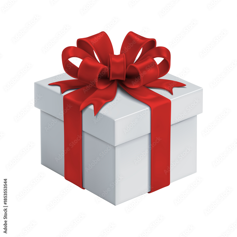 Obraz premium 3D render gift box with ribbon, present package