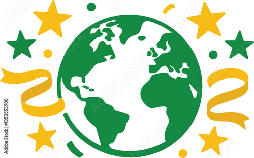 Global Celebration Flat Vector Illustration World Festive Concept Design