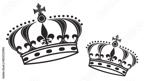 Intricate Crown Designs Royalty Symbols Decorative Elements Vector Illustration