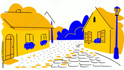 Medieval Castle Fortress with Stone Towers and Battlements