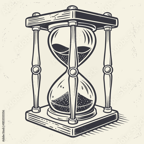 Vintage Hourglass Sand Timer Illustration on Transparent Background