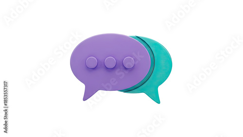 3D Speech Bubbles Icon: Purple and Teal Conversation Design