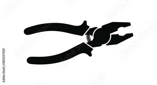 A striking black and white depiction of pliers a common hand tool shown as a silhouette