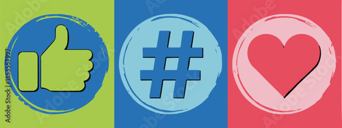 like social media engagement icons vector illustration set