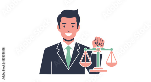 Lawyer holding scales of justice symbol of law and justice.