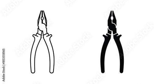 A visual depiction of two pliers one outlined and one in dark silhouette