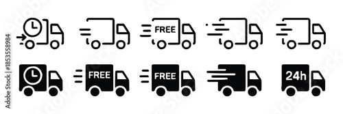 delivery icon pack vector silhouettes for courier shipping services