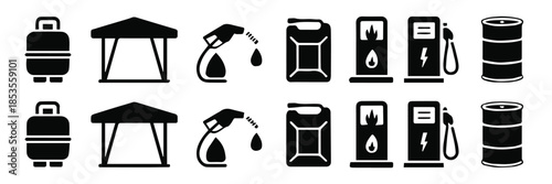 fuel and energy icon pack gas electric oil storage symbols