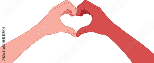 Diverse hands forming heart shape in love and unity gesture