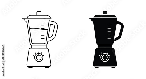 A contrasting depiction of a blender showcasing both filled and dark outline silhouette