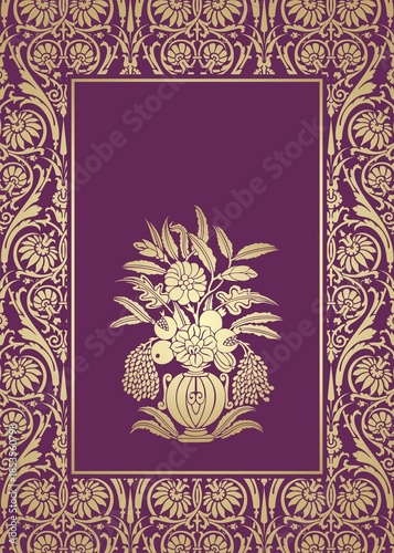 wedding card design, paisley floral pattern , India	