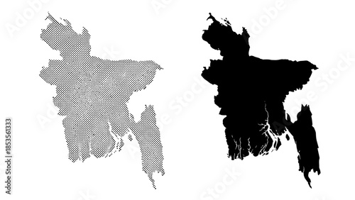 Bangladesh map silhouette set isolated