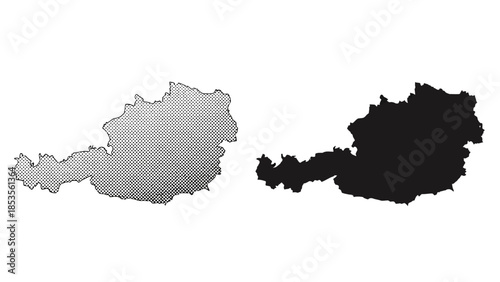 Austria map silhouette set isolated