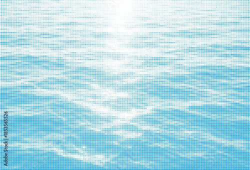 Water ripple surface viewed from above with sunlight reflections in dotted halftone style. Minimal one-color vector background representing clean ocean and summer holiday beach texture.