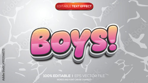 3d text effect boys theme